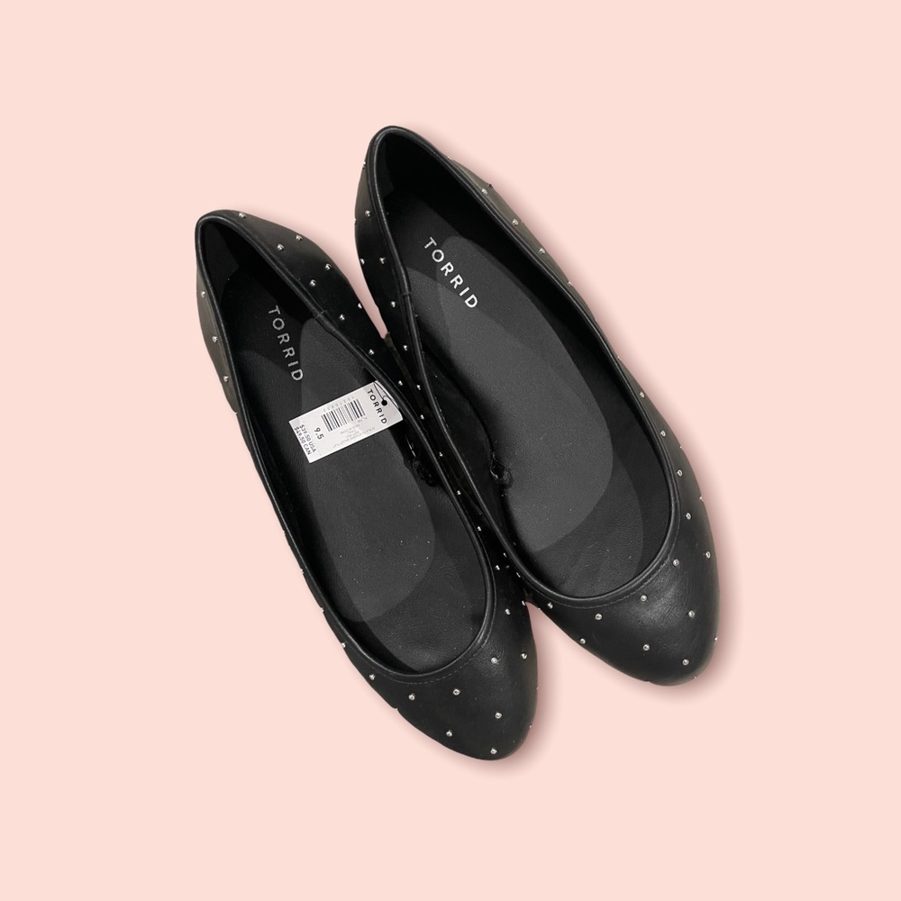 Torrid black flats with silver studs